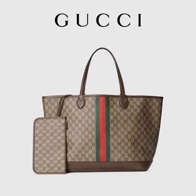 Saco do Brown Gucci Ophidia das mulheres marcadas meio pequeno grande Tote Ebony