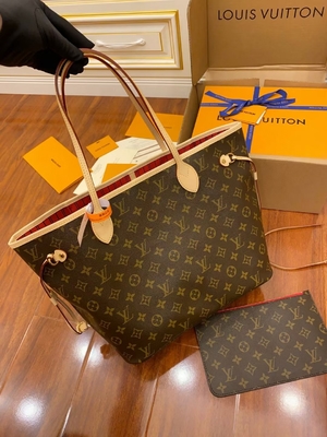 Couro de categoria A italiano cor-de-rosa de Neverfull milímetro da lona do monograma de Louis Vuitton Designer Monogram Bag