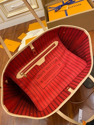 Couro de categoria A italiano cor-de-rosa de Neverfull milímetro da lona do monograma de Louis Vuitton Designer Monogram Bag
