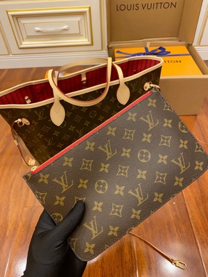 Couro de categoria A italiano cor-de-rosa de Neverfull milímetro da lona do monograma de Louis Vuitton Designer Monogram Bag