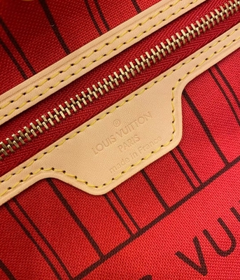 Couro de categoria A italiano cor-de-rosa de Neverfull milímetro da lona do monograma de Louis Vuitton Designer Monogram Bag
