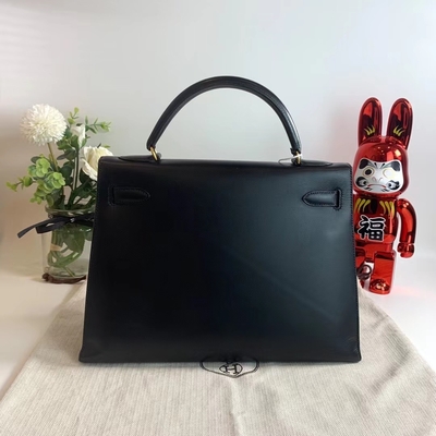 HermèS Kelly 32 Preloved marcou o saco preto preto da caixa do hardware do ouro de Epsom Sellier