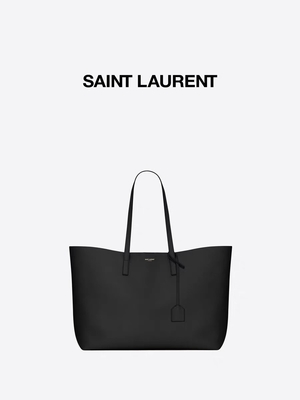 1.4lb Textured as senhoras marcadas de couro saco da pele de bezerro de YVES SAINT LAURENT do preto da bolsa leste-oeste