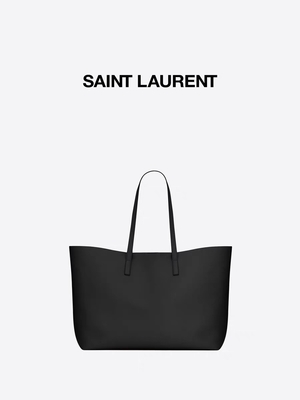 1.4lb Textured as senhoras marcadas de couro saco da pele de bezerro de YVES SAINT LAURENT do preto da bolsa leste-oeste