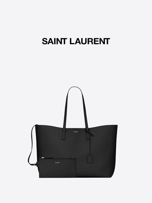 1.4lb Textured as senhoras marcadas de couro saco da pele de bezerro de YVES SAINT LAURENT do preto da bolsa leste-oeste