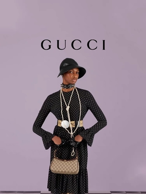 Mala a tiracolo Underarm GUCCI Ophidia do couro supremo pequeno da lona do GG