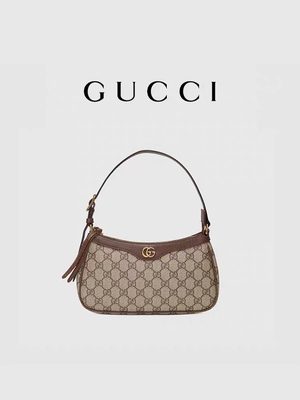 Mala a tiracolo Underarm GUCCI Ophidia do couro supremo pequeno da lona do GG