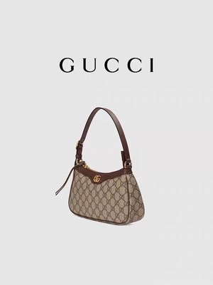 Mala a tiracolo Underarm GUCCI Ophidia do couro supremo pequeno da lona do GG