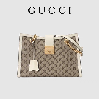 A lona suprema do meio da mala a tiracolo do cadeado do GG Gucci personalizou