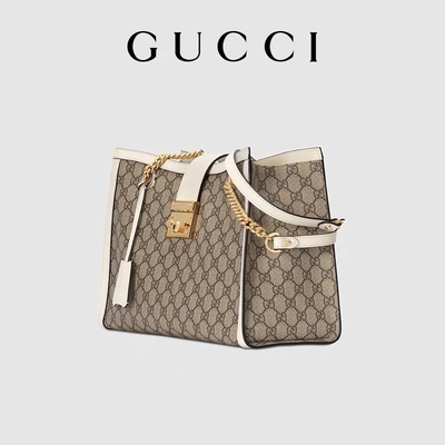 A lona suprema do meio da mala a tiracolo do cadeado do GG Gucci personalizou