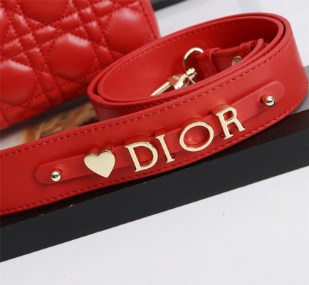 Senhora Red Lambskin My Abcdior Dior Cannage Shoulder Bag D6806