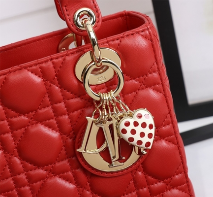 Senhora Red Lambskin My Abcdior Dior Cannage Shoulder Bag D6806