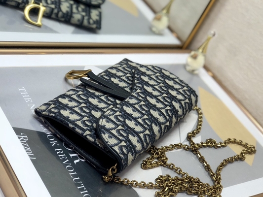 O OEM marcou a sela Dior Oblique Jacquard Pouch Wallet longo