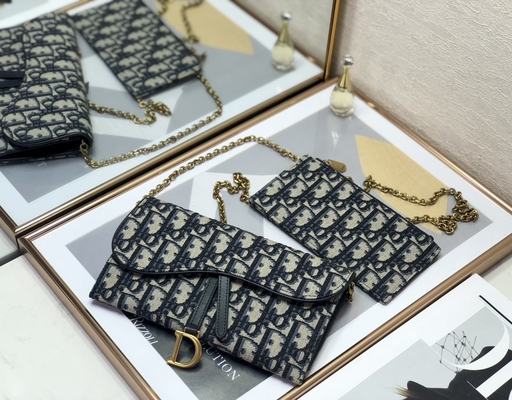 O OEM marcou a sela Dior Oblique Jacquard Pouch Wallet longo