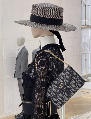 O OEM marcou a sela Dior Oblique Jacquard Pouch Wallet longo