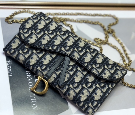 O OEM marcou a sela Dior Oblique Jacquard Pouch Wallet longo