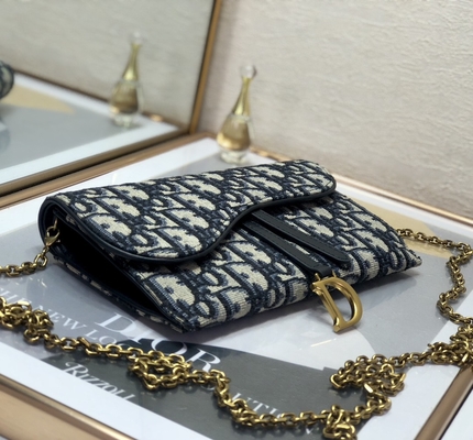 O OEM marcou a sela Dior Oblique Jacquard Pouch Wallet longo