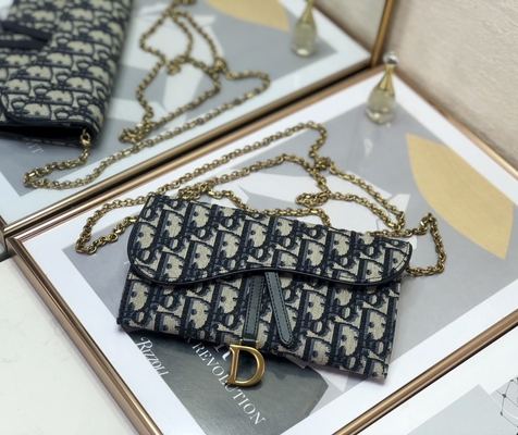 O OEM marcou a sela Dior Oblique Jacquard Pouch Wallet longo