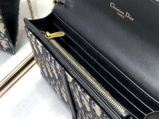 O OEM marcou a sela Dior Oblique Jacquard Pouch Wallet longo