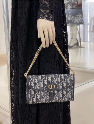 O OEM marcou a sela Dior Oblique Jacquard Pouch Wallet longo