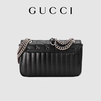 O GG de GUCCI marcou o saco de Bag Marmont Shoulder do mensageiro couro acolchoado pequeno