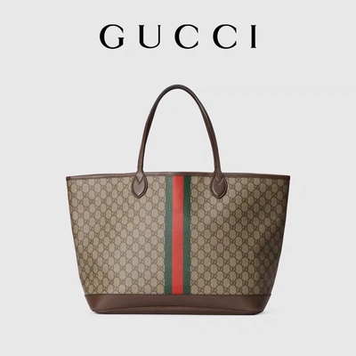Saco do Brown Gucci Ophidia das mulheres marcadas meio pequeno grande Tote Ebony