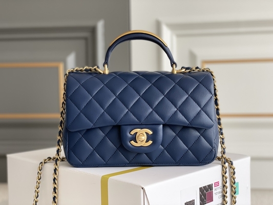 Pele de carneiro Grained de Chanel Mini Retangular Caviar 2020 do caviar &amp; metal goldtone