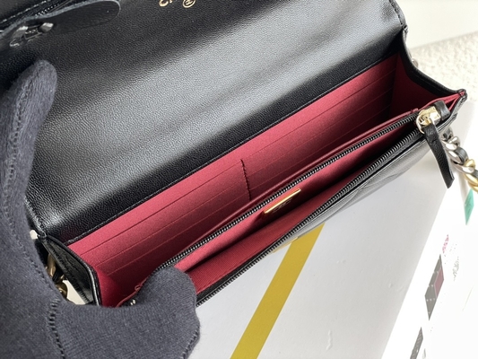 O ouro Preloved da pele de carneiro marcou o saco da aleta de Chanel 19 do saco mini OEM