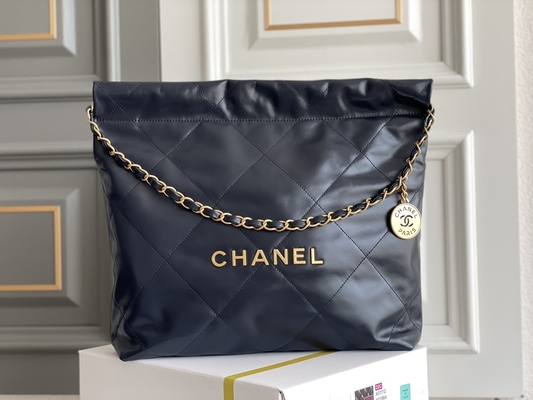 marinha Chanel 22&quot; da pele de bezerro 22S ODM pequeno da bolsa do saco de lixo”