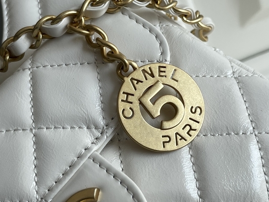 A pele de bezerro branca clássica Preloved marcou a corrente Chanel do saco 2023 sacos do cruzeiro