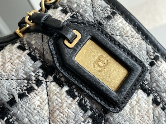 Lãs brancas da manta do preto clássico de 2WAY Chanel Medium Flap Bag Messenger