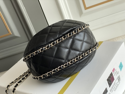 Couro preto da pele de bezerro da bolsa do vagabundo de Mini Sling Bag Branded Chanel da corrente