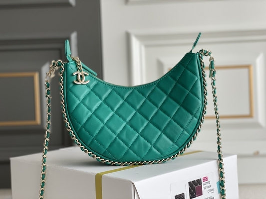 Couro preto da pele de bezerro da bolsa do vagabundo de Mini Sling Bag Branded Chanel da corrente