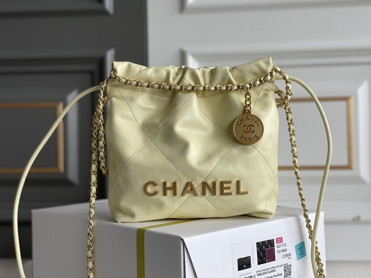 Rosa da pele de bezerro 22S de Chanel Branded Ladies Handbag 22B amarelo preto branco do MINI