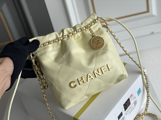 Rosa da pele de bezerro 22S de Chanel Branded Ladies Handbag 22B amarelo preto branco do MINI