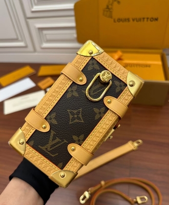 Mala de viagem lateral Presbyopic do saco do PM do monograma do tronco de Louis Vuitton LV da lona de Brown