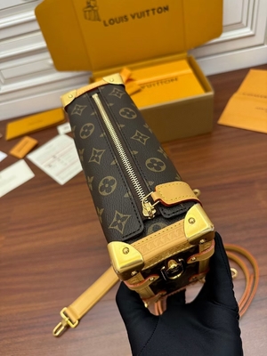 Mala de viagem lateral Presbyopic do saco do PM do monograma do tronco de Louis Vuitton LV da lona de Brown