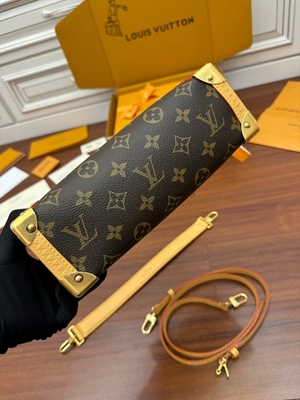 Mala de viagem lateral Presbyopic do saco do PM do monograma do tronco de Louis Vuitton LV da lona de Brown
