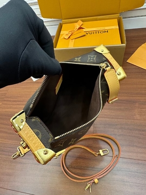 Mala de viagem lateral Presbyopic do saco do PM do monograma do tronco de Louis Vuitton LV da lona de Brown