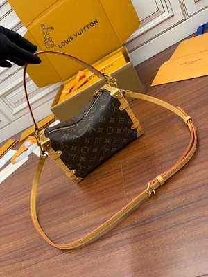 Mala de viagem lateral Presbyopic do saco do PM do monograma do tronco de Louis Vuitton LV da lona de Brown