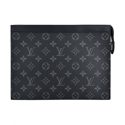 O eclipse do monograma marcou a guarnição de Pochette Louis Vuitton Voyage Pouch Canvas do saco dos homens