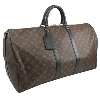 Macassar revestiu a lona LV Keepall BandoulièRe 55 Louis Vuitton M56714