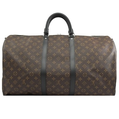 Macassar revestiu a lona LV Keepall BandoulièRe 55 Louis Vuitton M56714