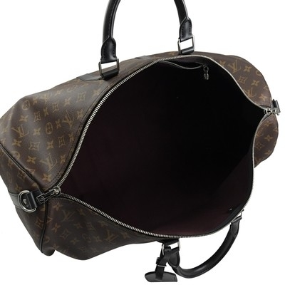 Macassar revestiu a lona LV Keepall BandoulièRe 55 Louis Vuitton M56714