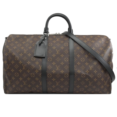 Macassar revestiu a lona LV Keepall BandoulièRe 55 Louis Vuitton M56714