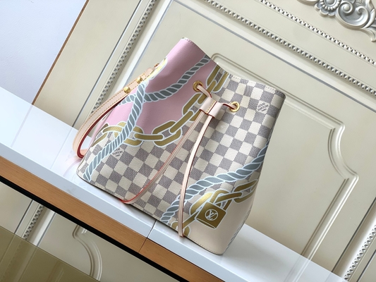 O rosa branco Damier Azur Canvas LV marcou o saco da cubeta de Bag NéONoé milímetro do mensageiro