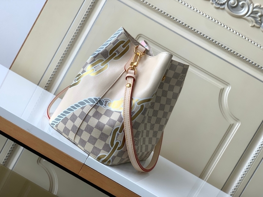 O rosa branco Damier Azur Canvas LV marcou o saco da cubeta de Bag NéONoé milímetro do mensageiro