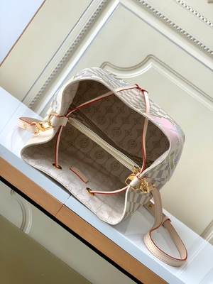 O rosa branco Damier Azur Canvas LV marcou o saco da cubeta de Bag NéONoé milímetro do mensageiro