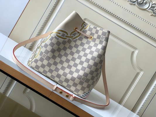 O rosa branco Damier Azur Canvas LV marcou o saco da cubeta de Bag NéONoé milímetro do mensageiro