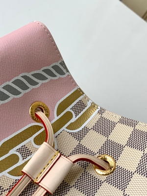 O rosa branco Damier Azur Canvas LV marcou o saco da cubeta de Bag NéONoé milímetro do mensageiro